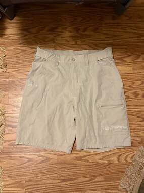 Huk Next Level Men's Performance Fishing Shorts tan large outdoors